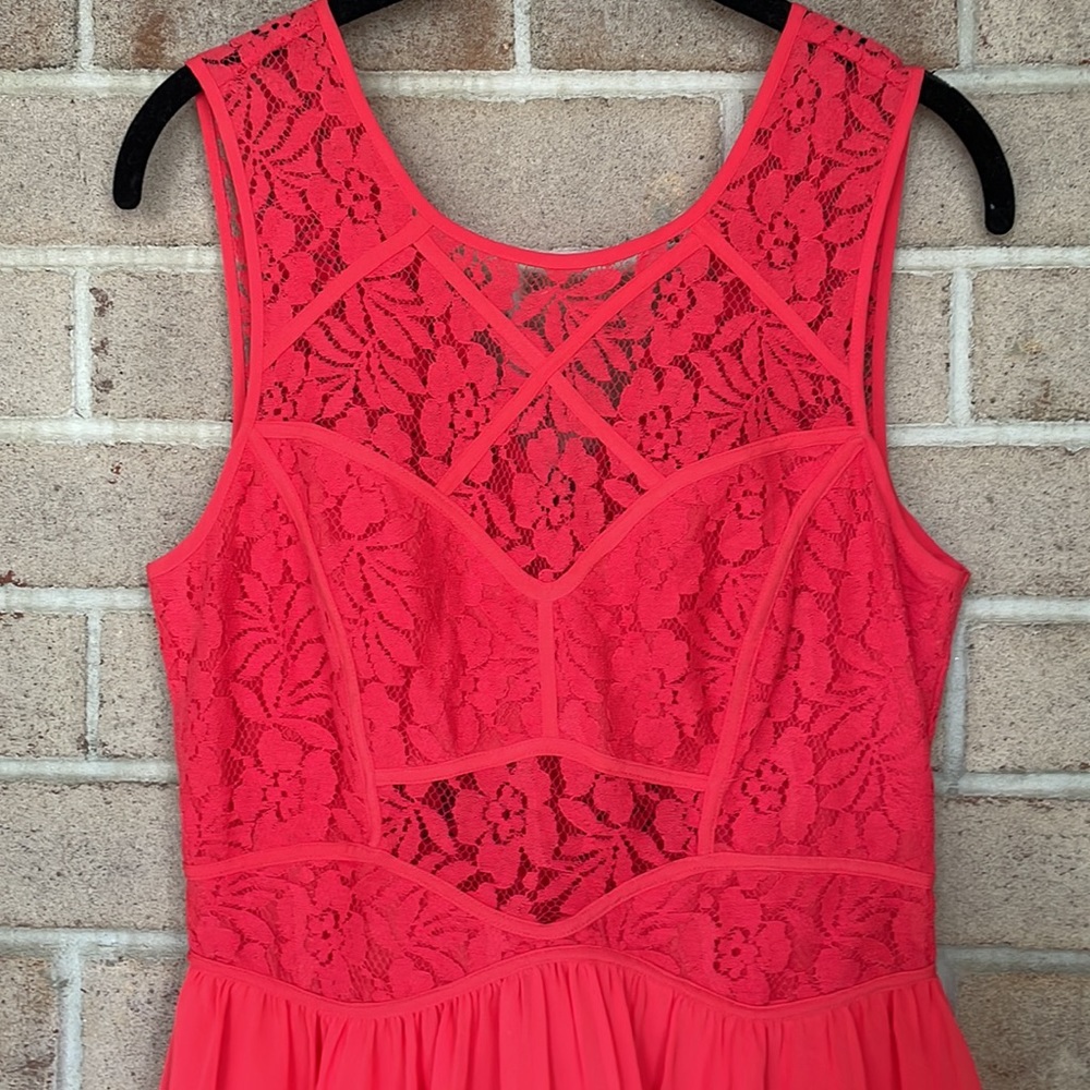 BCBG Coral Lace Illusion Babydoll Dress - Picture 2 of 10